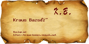 Kraus Bazsó névjegykártya
